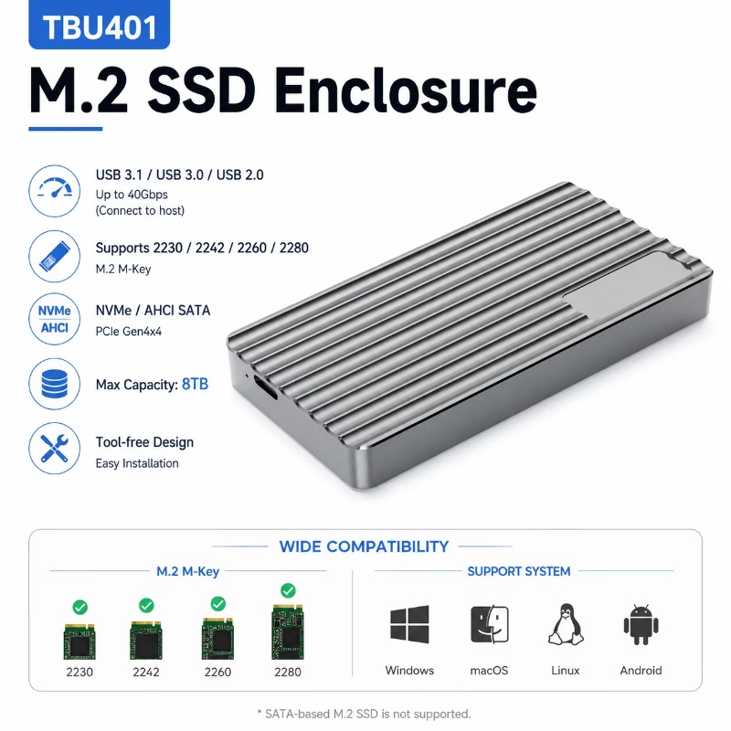 Alüminyum M.2 NVMe SSD Kutusu  - Usb4 40Gbps External Ssd 8Tb incelemesi ve fiyatı