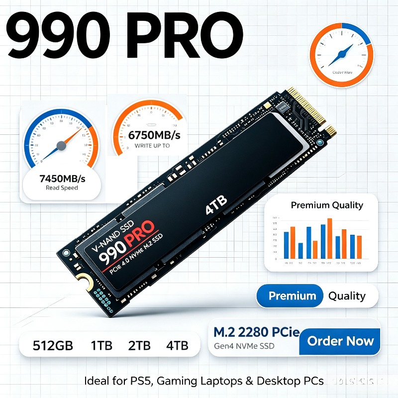 990 PRO Orijinal SSD – 512GB/1 - Pcie 4.0 4Tb 2280 Ssd 7450Mbps incelemesi ve fiyatı